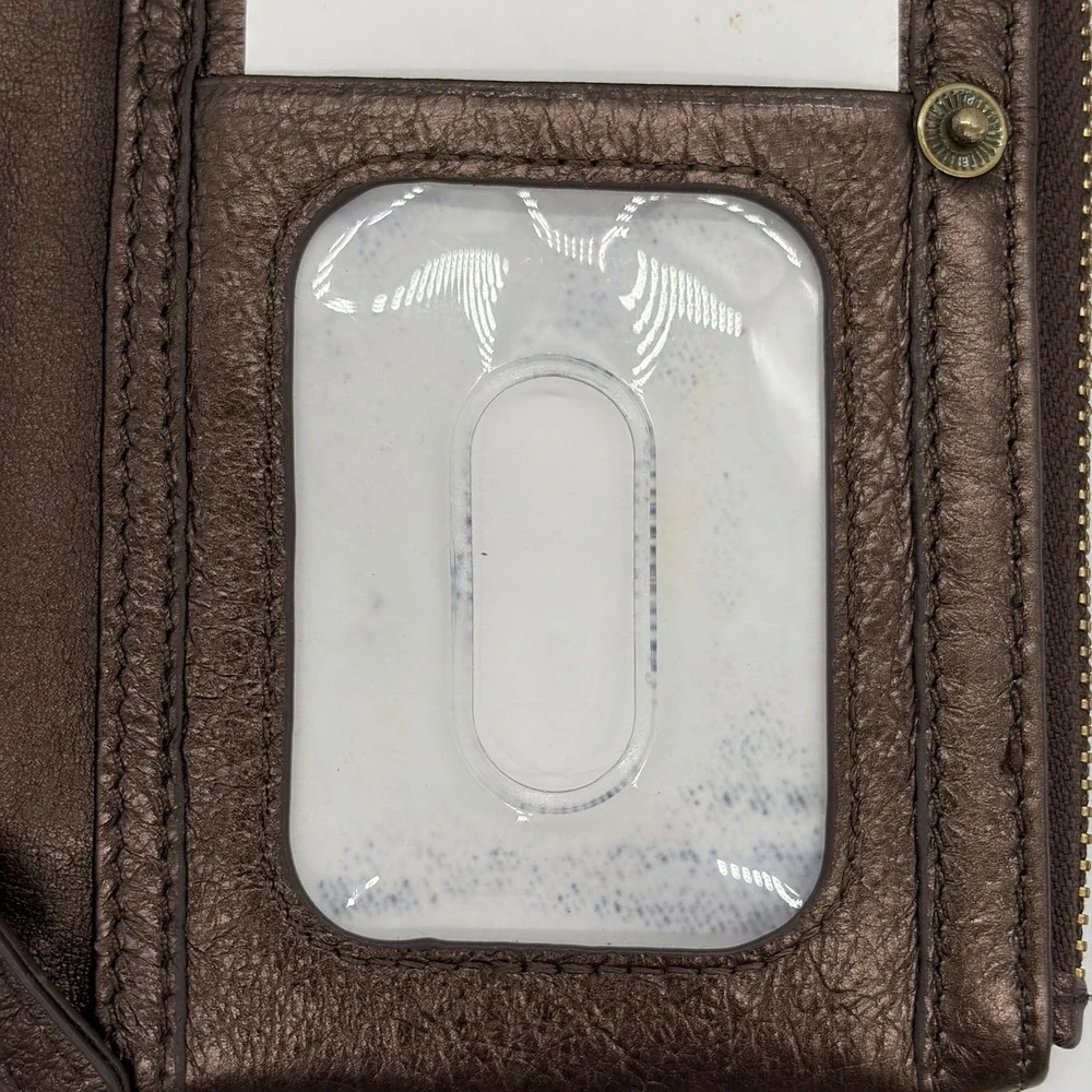 The Sak‎ Womens Wallet Bronze Leather Brass Hardware Reptile Print Trim Bi-Fold